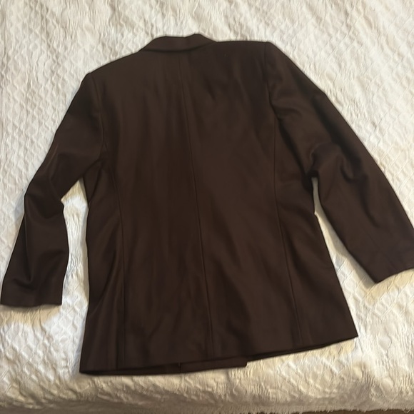 1990’s Requirements sz.12 chocolate brown lined 100% wool double breasted blazer - Picture 3 of 10